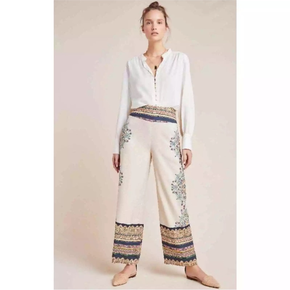 NWT Anthropologie Farm Rio Womens Boho Mandala Flare Pants Wide Leg SMALL